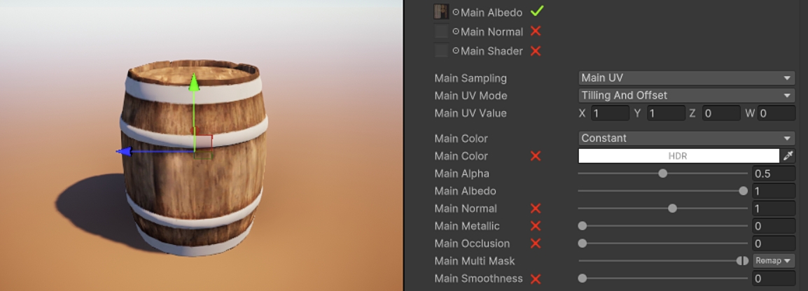 桶的 Shader 面板
